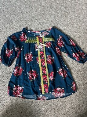 Girls Navy Floral Tunic Top with Pink Blooms NWT Matilda Jane girls size 8